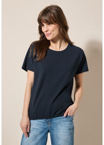 Cecil Damen T-Shirt, blau, casual, Gr. S, unifarben, Stoff, 70% Polyester, 27% Viskose, 3% Elasthan, Shirts, mit Elastiksaum