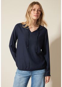 Cecil Damen Langarmbluse, blau, casual, Gr. XXL, unifarben, Stoff, 100% Viskose, Blusen, aus softer Viskose