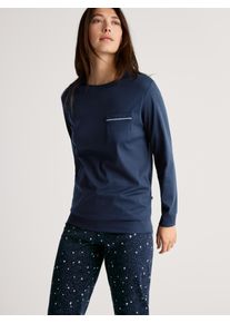 Calida Damen Schlafanzug "Sweet Dreams", Gr. M, blau, Interlock, Obermaterial: 100% Baumwolle, casual, Homewear-Sets, mit lässig-lockerer Passform