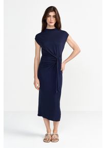 RICHROYAL Damen Midikleid, blau, casual, Gr. XL, unifarben, Web, Obermaterial: 91% Lyocell, 9% Polyamid, Kleider, Mit Rundhalsausschnitt