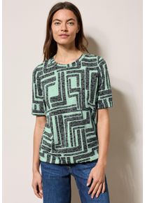 Cecil Damen Rundhalsshirtslate khaki, casual, Gr. M, bedruckt, Stoff, 65% Polyester, 35% Viskose, Shirts, aus softem Materialmix