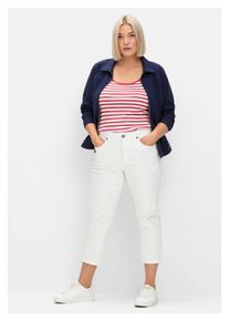 sheego Damen Stretch-Jeans "Große Größen", blau, casual, Gr. 58, unifarben, Obermaterial: 98% Baumwolle, 2% Elasthan, Jeans, mit Kontrasttape innen
