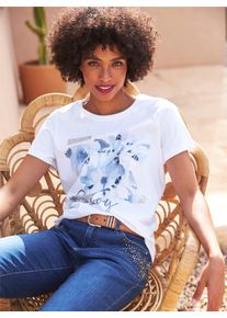 Heine Damen Kurzarmshirt "Shirt", weiß, Gr. 34, gemustert, bedruckt, 100% Baumwolle, Shirts