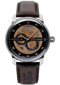 Zeppelin Herren Automatikuhr "New Captain ́s Line", braun, Armbanduhren, Mechanische Uhr, Armbanduhr, Herrenuhr, Lederarmband, Made in Germany