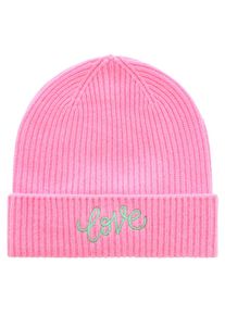 Zwillingsherz Damen Beanie "Beanie mit Love Stickerei", pink, modisch, unifarben mit Farbeinsatz, Kaschmir, Mützen, mit dekorativer Stickerei