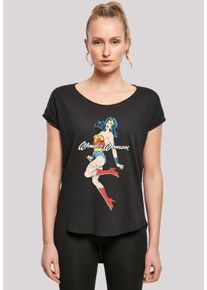 F4NT4STIC Damen T-Shirt "DC Comics Wonder Woman Jump", schwarz, casual, Gr. S, Obermaterial: 100% Baumwolle, Shirts, Print