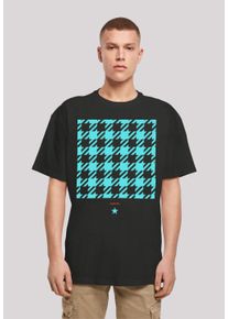 F4NT4STIC Herren T-Shirt "Hahnentritt Karo blau", schwarz, casual, Gr. M, Obermaterial: 100% Baumwolle, Shirts, Print