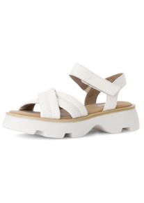 Gabor Damen Sandalette, Gr. 42, beige, Glattleder, modisch, Schuhe, Plateau, Sommerschuh, Riemensandale mit Kreuzbandage, G-Weite