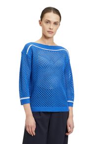 Betty Barclay Damen Strickpullover "Betty Barclay Lochstrick-Pullover mit Strickdetails", blau, casual, Gr. 48, Strick, Obermaterial: 100%