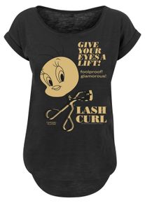 F4NT4STIC Herren Kurzarmshirt "F4NT4STIC Damen Tweety Lash Curls with Ladies Long Slub Tee", schwarz, casual, Gr. M, unifarben, 100% Baumwolle, Shirts