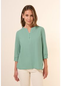 Cecil Damen Shirtblusematcha grün, casual, Gr. M, unifarben, Web, 100% Baumwolle, Blusen, mit 3/4 Ärmeln