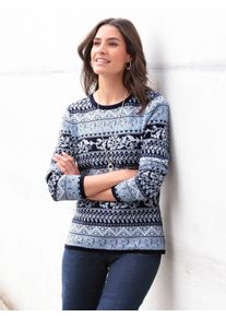Inspirationen Damen Jacquardpullover "Jacquard-Pullover", bunt, Gr. 38, gemustert, mehrfarbig, 100% Baumwolle, Pullover