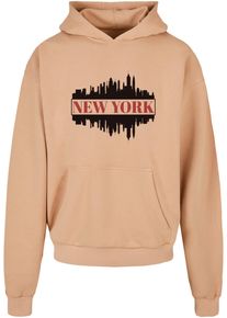 Merchcode Herren Kapuzensweatshirt "Merchcode Herren New York Ultra Heavy Hoody", beige, Gr. S, bedruckt, 100% Baumwolle, Sweatshirts