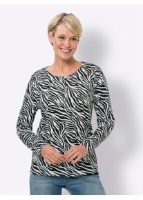 Classic Basics Damen Langarmshirt "Langarm-Shirt", schwarz, Gr. 42, gemustert, animal-print, bedruckt, 100% Baumwolle, Shirts