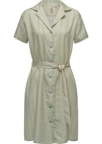 Ragwear Damen Sommerkleid "Sawira", grün, casual, Gr. XS, Material: 100% Lyocell, Kleider, Gemustertes Midikleid mit Knopfleiste