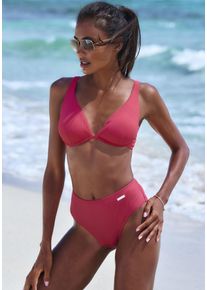 ELBSAND Damen Bügel-Bikini, rot, Gr. 38, unifarben, strukturiert, Recycling-Polyamid, Bikini-Sets, aus trendiger Rippware