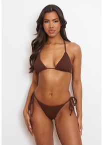 MODA MINX Damen Bikini-Hose "Scrunch Tie", braun, Gr. L, unifarben, 97% Polyamid, 3% Elasthan, Badehosen, mit seitlicher Bindung