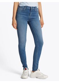 Tommy Jeans Damen Skinny-fit-Jeans "NORA MR SKNY", blau, casual, Gr. 26, unifarben, Denim/Jeans, Obermaterial: 92% Baumwolle, 6% Elastomultiester, 2%