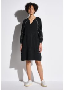 Street One Damen Tunikakleid, schwarz, casual, Gr. 36, unifarben, Web, 100% Baumwolle, Kleider, aus 100% Baumwolle