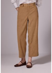 Damen Culotte, braun, casual, Gr. 46, STREET ONE STUDIO, unifarben, Stoff, 97% Polyester, 3% Elasthan, Hosen, High Waist