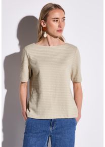 Street One Damen T-Shirtmoonstone sand, casual, Gr. 42, unifarben, Web, 85% Baumwolle, 12% Polyester, 3% Elasthan, Shirts, im soften Baumwoll-Mix