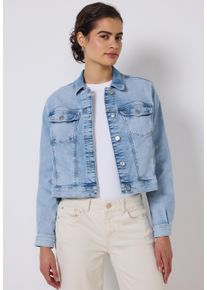Damen Jeansjacke, blau, casual, Gr. 36, STREET ONE STUDIO, unifarben, Jeans, 82% Baumwolle, 15% Polyester, 3% Elasthan, Jacken, mit Brusttasche