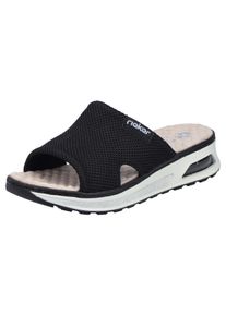 Rieker Damen Pantolette, Gr. 42, schwarz, Textil, unifarben, casual, Schuhe, Sommerschuh, Hausschuh, Schlappen, Keilabsatz, in veganer Verarbeitung