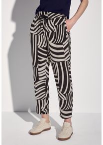 Street One Damen Stoffhose, schwarz, casual, Gr. 32, gemustert, Stoff, 100% Viskose, Hosen, mit gemusterten Galonstreifen