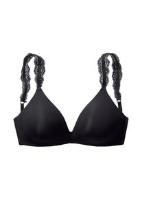 Lascana Damen Push-up-BH, Gr. 75, schwarz, Microtouch, Spitze, Obermaterial: 60% Polyamid, 35% Polyester, 5% Elasthan, feminin, BHs, ohne Bügel mit