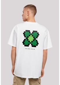F4NT4STIC Herren T-Shirt "Silvester Happy New Year Pixel Kleeblatt", weiß, casual, Gr. 4XL, Obermaterial: 100% Baumwolle, Shirts, Print