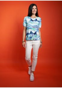 Seidel Moden Damen Kurzarmshirtaqua,60, casual, Gr. 40, bedruckt, Jersey, Obermaterial: 94% Viskose, 6% Elasthan, Shirts, mit All-Over Print, MADE IN