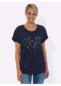 Classic Basics Damen Rundhalsshirt "Shirt", blau, Gr. 40, unifarben, geblümt, gemustert, 100% Baumwolle, Shirts