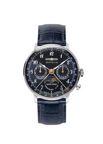 Zeppelin Damen Multifunktionsuhr "LZ 129 Hindenburg Mondphase", blau, Armbanduhren, Armbanduhr, Quarzuhr, Damenuhr, Datum, Made in Germany