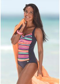 Lascana Damen Badeanzug "Rainbow", bunt, Gr. 38, gestreift, Polyamid, Badeanzüge, mit Vordermieder und Shaping-Effekt
