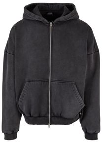 Urban Classics Herren Sweatjacke "Urban Classics Herren Heavy Stone Washed 90's Zip Hoodie", schwarz, Gr. S, unifarben, 70% Baumwolle, 30% Polyester,