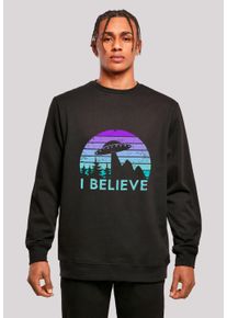F4NT4STIC Herren Sweatshirt "I BELIEVE UFO Alien Raumschiff Retro", schwarz, casual, Gr. XL, Obermaterial: 50% Baumwolle, 50% Polyester, Sweatshirts,