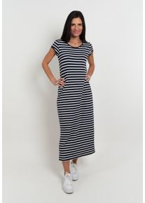 Seidel Moden Damen Sommerkleidnavy,69, casual, Gr. 40, gestreift, Jersey, Obermaterial: 96% Viskose, 4% Elasthan, Kleider, lang, mit Streifen-Design,