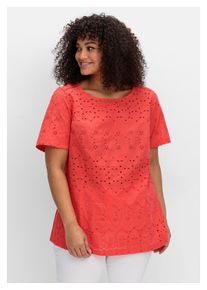 Damen T-Shirt "Große Größen", rot, feminin, Gr. 52, sheego by Joe Browns, unifarben, Obermaterial: 100% Baumwolle;Rückenteil: 95% Baumwolle, 5%
