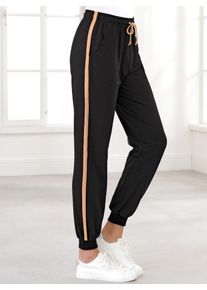 Damen Schlupfhose, schwarz, Gr. 44, unifarben, 100% Baumwolle, Hosen