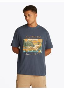 Tommy Jeans Herren T-Shirt "TJM RLX BEACH CLUB GRAPHIC TEE", blau, casual, Gr. L, Single Jersey, Obermaterial: 100% Baumwolle, Shirts