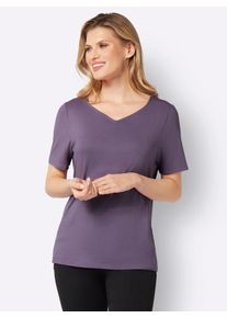 Classic Basics Damen Kurzarmshirt "Kurzarm-Shirt", lila, Gr. 40, unifarben, 95% Viskose, 5% Elasthan, Shirts