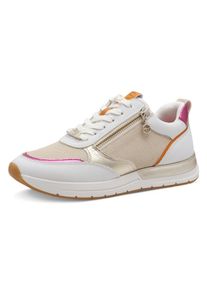 Tamaris Damen Keilsneaker, Gr. 38, gold, Lederimitat, Textil, sportlich, Schuhe, Freizeitschuh, Halbschuh, Schnürschuh in schmaler Form