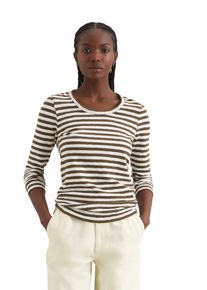 Marc O'Polo Damen Langarmshirt "aus Heavy Slub Jersey", braun, Gr. XS, MARC O'POLO DENIM, gestreift, Obermaterial: 100% Baumwolle, Shirts