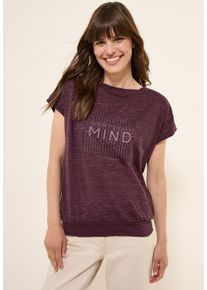 Cecil Damen T-Shirt, rot, casual, Gr. XS, bedruckt, Web, Stoff, 50% Polyester, 50% Baumwolle , Shirts, mit U-Boot-Ausschnitt