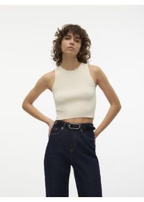 Véro Moda VERO MODA Damen Strickpullover "VMGINNY SL O-NECK CROP TOP NOOS", gelb, modisch, Gr. S, unifarben, Strick, Obermaterial: 100% Polyester, Pullover