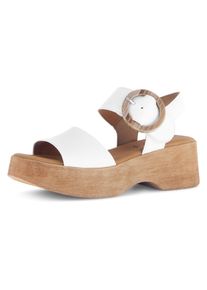 Gabor Damen Sandalette, Gr. 36, weiß, Nappaleder, unifarben, modisch, Schuhe, Sommerschuh, Riemchensandale mit Plateau in Holzoptik