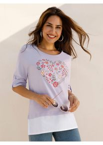 Classic Basics Damen 2-in-1-Shirt "2-in-1-Shirt", lila, Gr. 40, gemustert, bedruckt, mehrfarbig, 100% Baumwolle, Einsatz:100% Baumwolle, Shirts