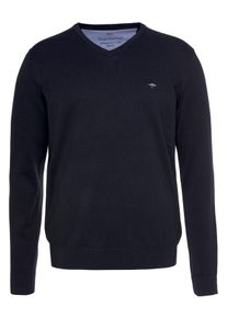 Fynch-Hatton Herren Strickpullover "Fynch-Hatton Pullover mit V-Kragen", blau, casual, Gr. S, unifarben, Strick, Obermaterial: 100% Baumwolle,