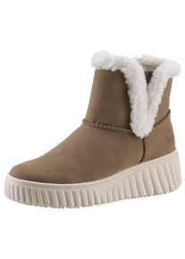 Rieker Damen Winterboots, Gr. 42, weiß, Velourslederimitat, Textil, sportlich, Schuhe, Schlupfboots, Stiefelette mit beidseitigen Stretcheinsätzen