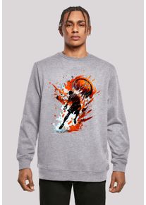 F4NT4STIC Herren Kapuzenpullover "Basketball Splash Orange Sport CREW", grau, casual, Gr. XXL, Obermaterial: 50% Baumwolle, 50% Polyester, Pullover,
